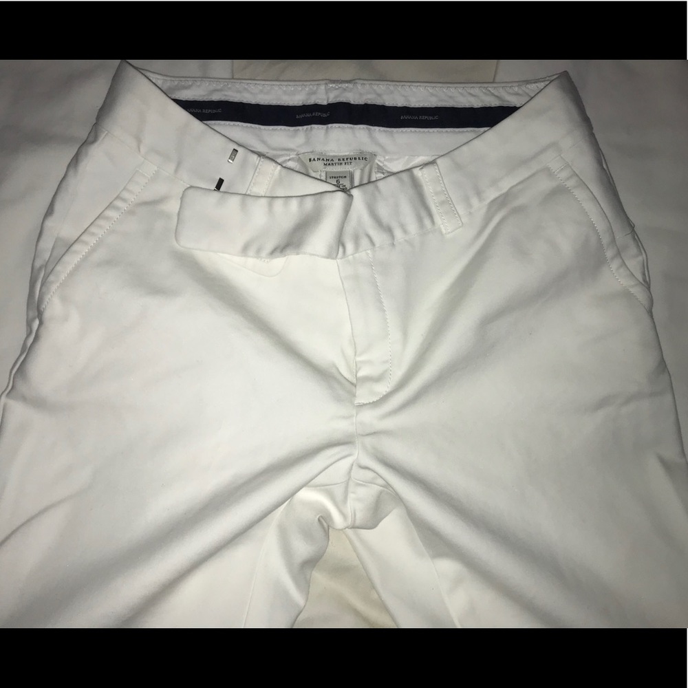 Banana Republic White Stretch Trouser  Khaki